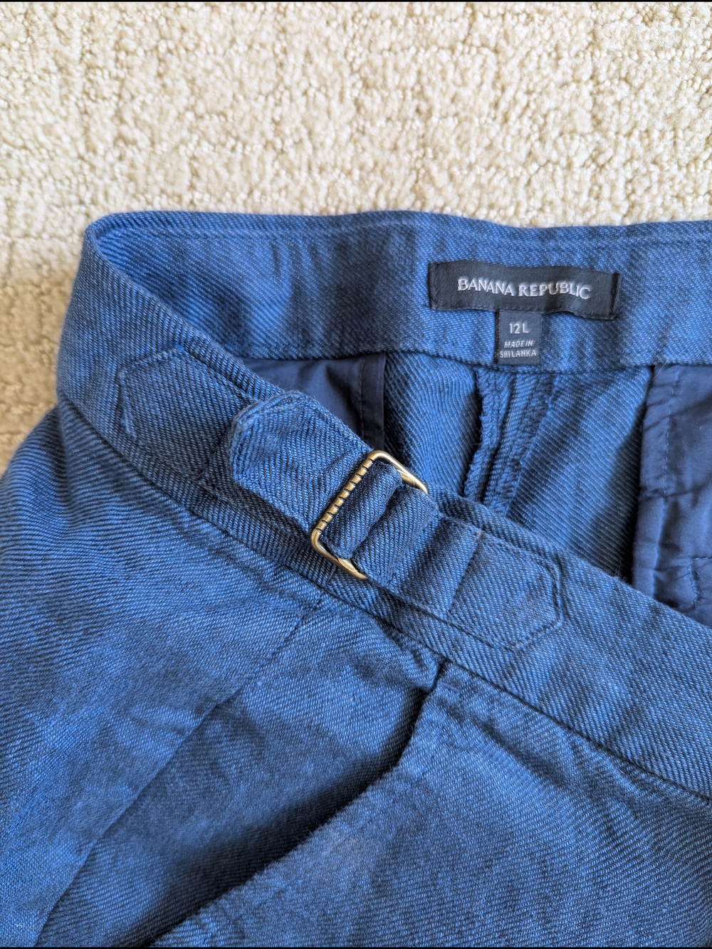 100% Linen Banana Republic Navy Straight-Leg Cargo Pants - Picture 7 of 13